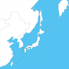 日本と周辺国の白地図