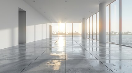 Minimalist White Room Background Generative AI