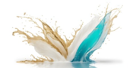 blue and white paint splash isolated on white background. 3d rendering