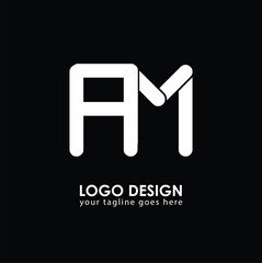 AM AM Logo Design, Creative Minimal Letter AM AM Monogram