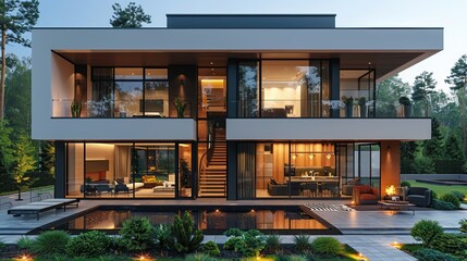 Modern Stylish House with Clean Architectural Design Generative AI