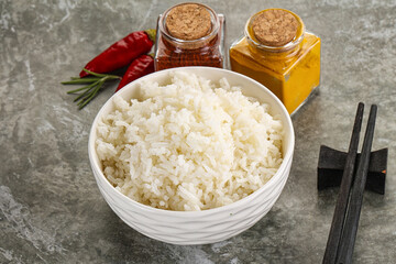 Steamed Basmati rice in the bowl
