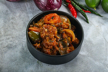 Asian cuisine - prawn in chili sauce