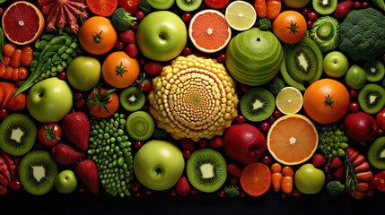 Naklejka na ściany i meble Textures of fruits and vegetables