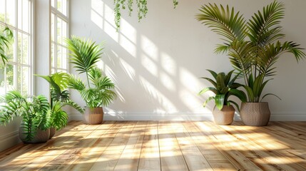 Serenity Found in Empty Room with Greenery Generative AI