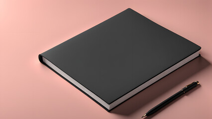 A black book with a pen on top of it