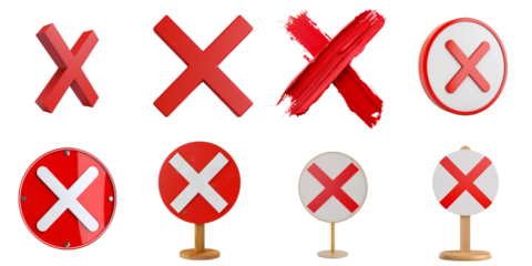 Cross sign transparent set in 3d no background for product presentation.