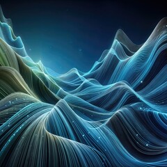 Blue and green wavy lines on dark blue