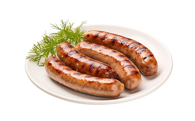 Grilled pork sausages on a plate with parsley garnish, ready to serve. Generative AI