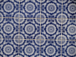 Aveiro, Portugal, Portuguese tiles Azulejo. Traditional pattern of decorating house exterior walls