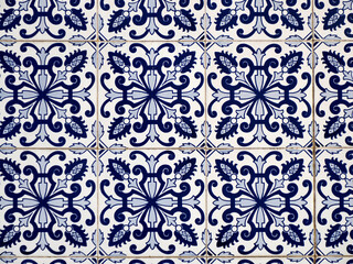 Aveiro, Portugal, Portuguese tiles Azulejo. Traditional pattern of decorating house exterior walls