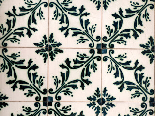 Aveiro, Portugal, Portuguese tiles Azulejo. Traditional pattern of decorating house exterior walls