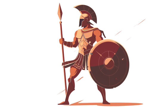 Ancient Greek Hoplite: A Greek warrior in traditional hoplite armor, with a shield and spear, standing firm.