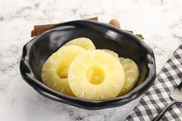 Sweet Canned pineapple in the bowl