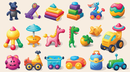 Toys colorful icon set Vector illustration Vector illustration