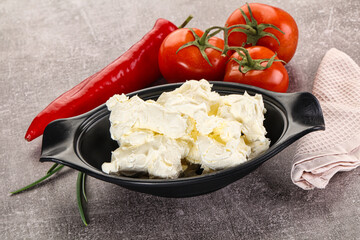 Soft Philadephia cheese in the bowl