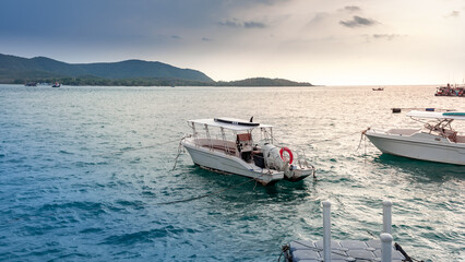Boat in Tropical sea Koh Samaesarn Chonburi Thailand.