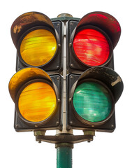 Yellow traffic light ready signal, cut out - stock png.