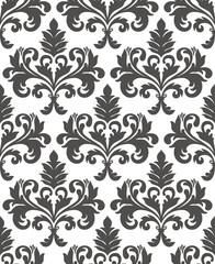 Seamless vintage floral damask pattern in monochrome