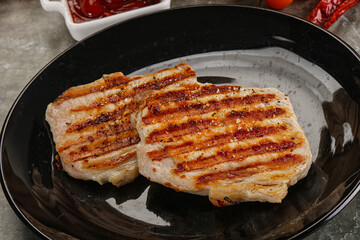 Tasty grilled pork meat steak