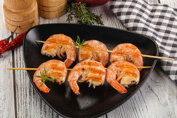 Grilled king prawn skewer snack