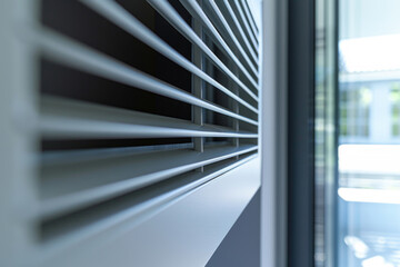 A detailed close-up of modern blinds that effectively regulate indoor humidity.

