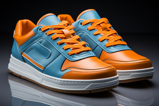 A pair of blue gumshoes with shoelace on generative AI 