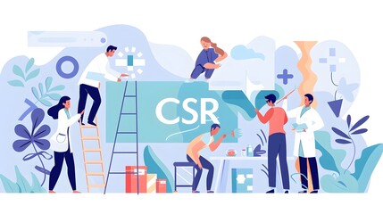 Corporate Social Responsibility Teamwork with Professional Workers Collaborating