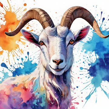 Markhor water splash high-quality detail image