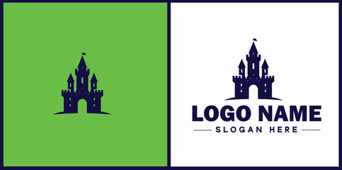 Castle icon logo Tower defense strong fortress game app modern flat business vector logo