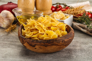 Raw dry Italian pasta - farfalle