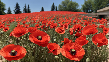 Obraz premium poppy field with blue sky