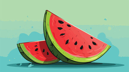 Watermelon fruit Vector illustration in one line sket