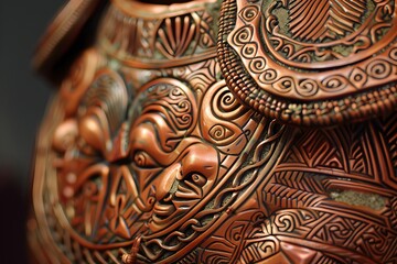 Showcase the intricate designs and patterns found in Copper Age artifacts , super realistic