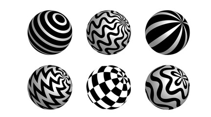 Black and White 3D Ball Vector with Abstract Pattern, Abstract Decoration, Modern Texture illustration background