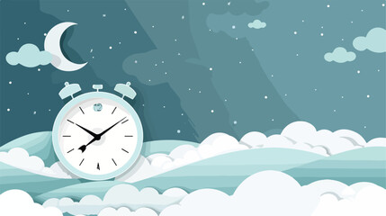 Fototapeta na wymiar White background with alarm clock and cloud callout 