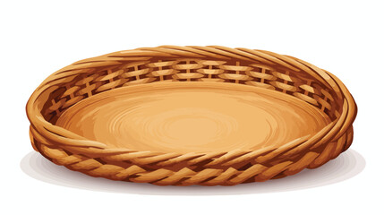 Wicker tray isolated on white background Vector illustration