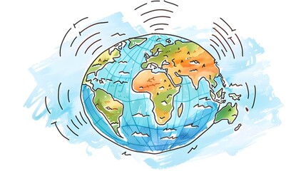 Naklejka premium Illustrated Global Reach of Advanced Wireless Technology