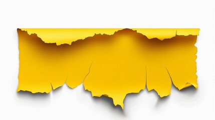 yellow torn paper isolated on white background. 3d render illustration.