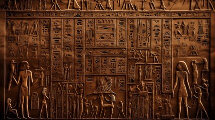 Mystic Egyptian hieroglyphs in Egypt Edfu temple, Aswan.