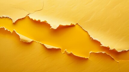 Pieces of torn yellow paper on a yellow background. Copy space