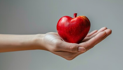 Hand give red apple for love