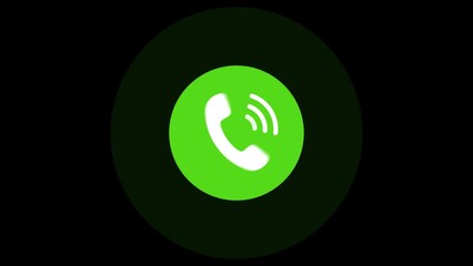 Incoming call icon animation. Alpha channel, transparent background. 4K resolution