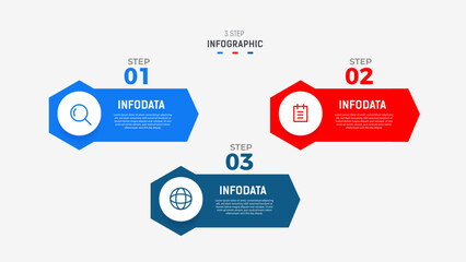 Three Step Infographic label design Vector template with line icons. process steps diagram, presentations, workflow layout, banner, flow chart, info graph vector illustration.