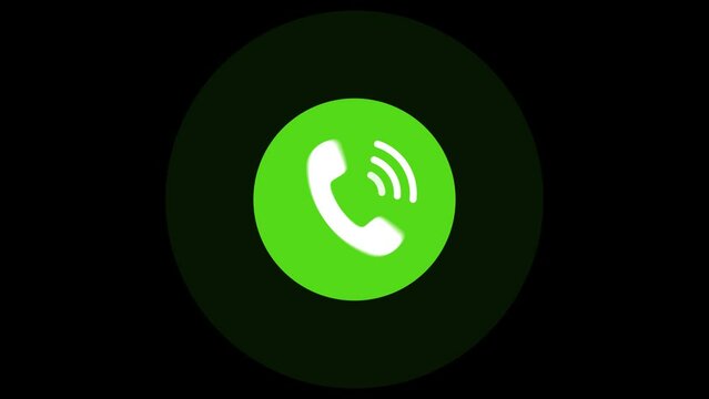 Incoming call icon animation. Alpha channel, transparent background. 4K resolution