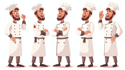 Happy male chef on white background Vector illustration