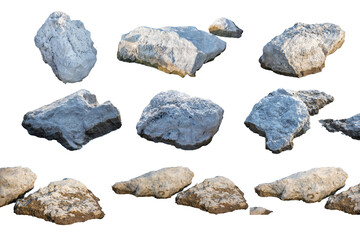 set of rocks.Isolated on White background