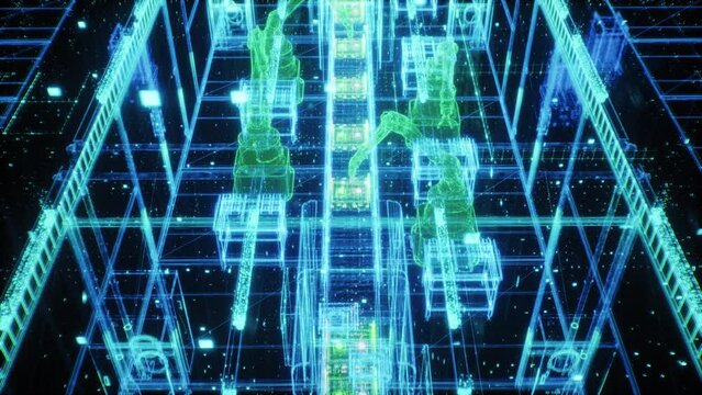 Autonomous Factory Operations Featuring Advanced Robot Hands, Enhanced by Computer Vision and Digital Twin Technologies. Industrial Automation in Electronics Manufacturing