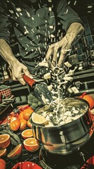 Fototapeta premium Cooking competition using festive ingredients, culinary battles, flavors of the New Year 169