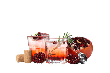 PNG, Cocktail with fresh pomegranate, isolated on white background